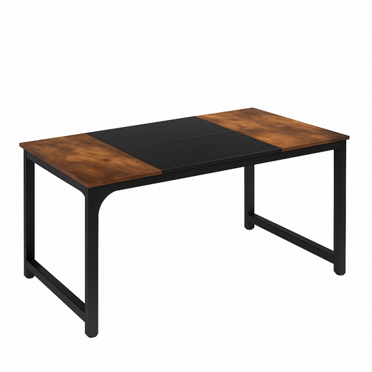 Bureau industriel en bois et métal – Design contemporain avec plateau bicolore